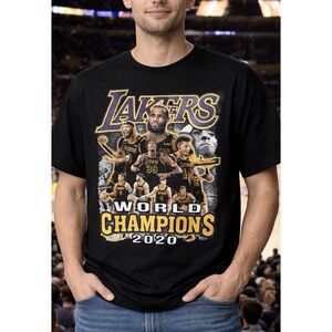 Los Angeles Lakers Mens Black World Champions 2020 Short Sleeve Tee M Velan